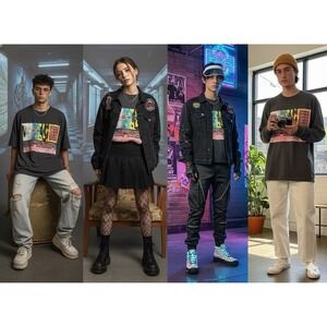 Vintage Urban Outfitters Surreal Weirdcore Graphic Tee - Upside Down Room‎ Art